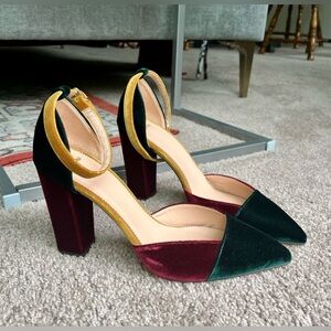 NEW J Crew Color Block Velvet Holiday Heels